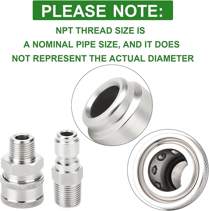 TAISHER 12PCS 304 Stainless Steel Pressure Washer Adapter Kit, Quick Connect - Image 3