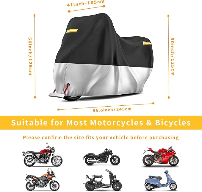 210D Motorcycle Cover All Season Waterproof Breathable Sun Outdoor Protection - Image 5