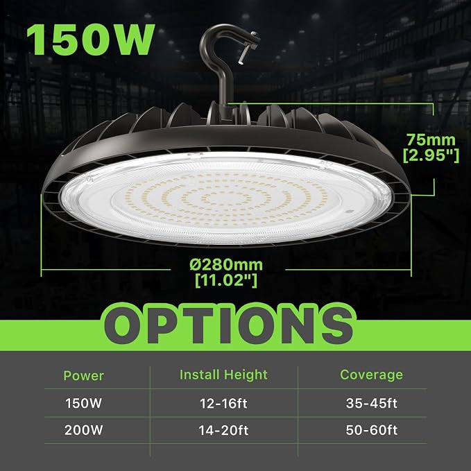 LED High Bay Light 150W, 21000lm 5000K UFO Led High Bay Light, Commercial Bay - Image 4