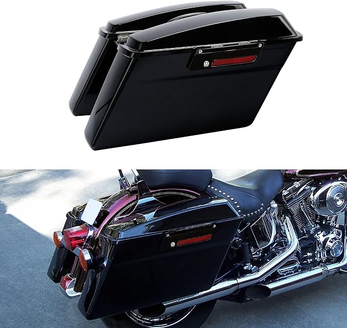 XFMT Motorcycle Vivid Black Hard Saddlebags Saddle Bags Trunk W/Lids & Black - Image 7