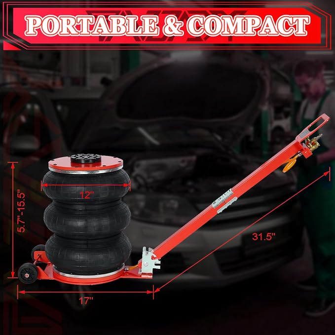 5T Triple Bag Air Jack 11000lbs Pneumatic Jack 3s Fast Lift Up 16in Airbag Jack - Image 7