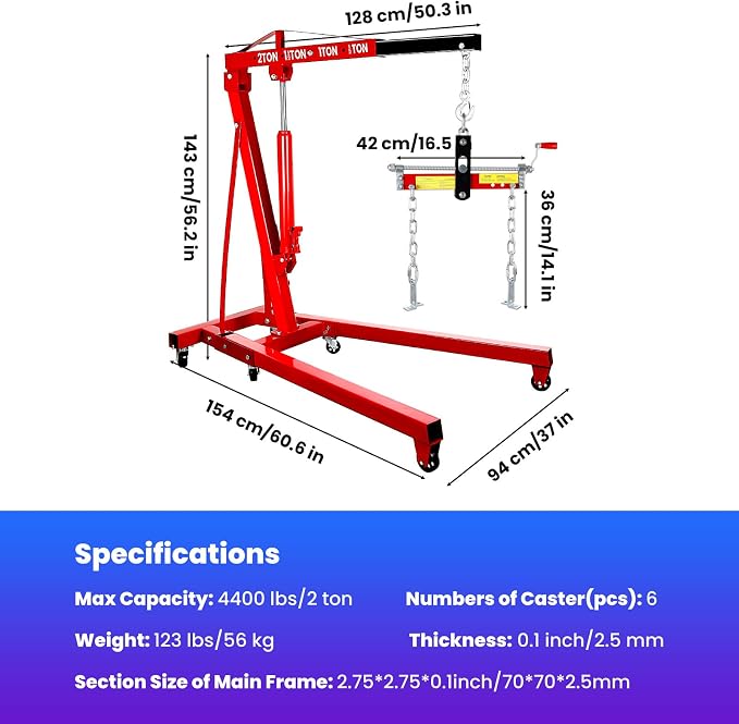 ​​Engine Lift, 2 Ton Engine Hoist Cherry Picker - Image 5