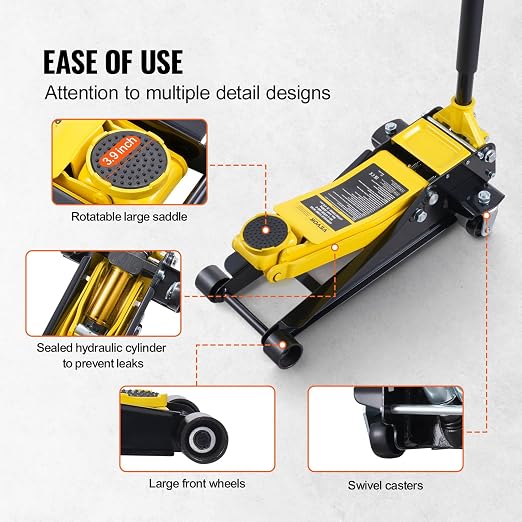 VEVOR Low Profile Floor Jack 2 Ton, Heavy Duty Iron Hydraulic Racing Floor Jack - Image 6