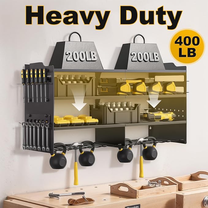 oviitech Power Tool Organizer Wall Mount, 8 Drill Holder Wall Mount Loads 400lbs - Image 4