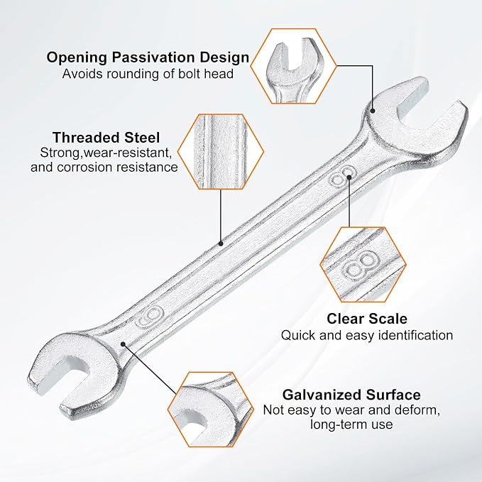 HARFINGTON 2pcs Double Open End Wrench 6mm x 8mm Metric 15 Degree Offset Angle - Image 4