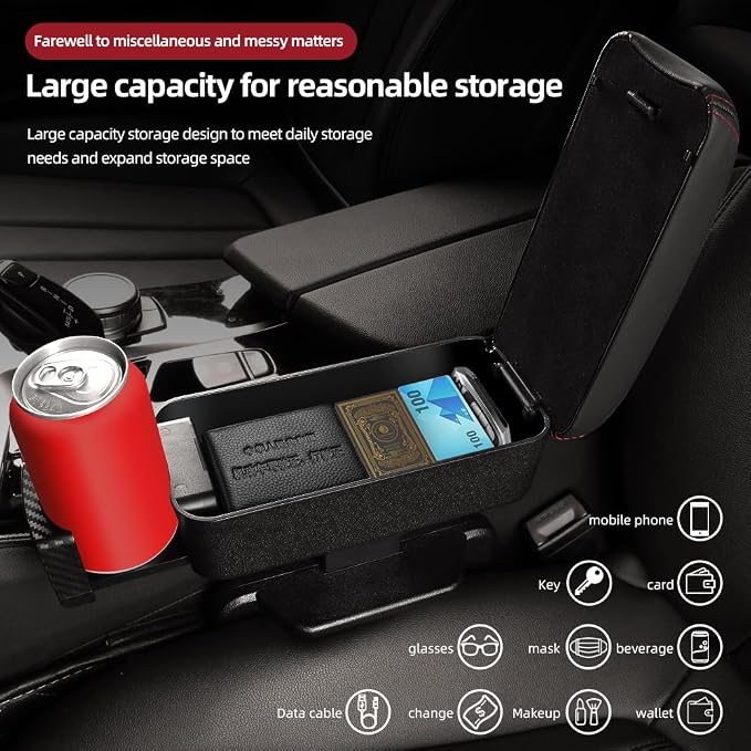 JEYODA Car Armrest Box with Cup Holder Car Central Liftable Armres Storage - Image 6