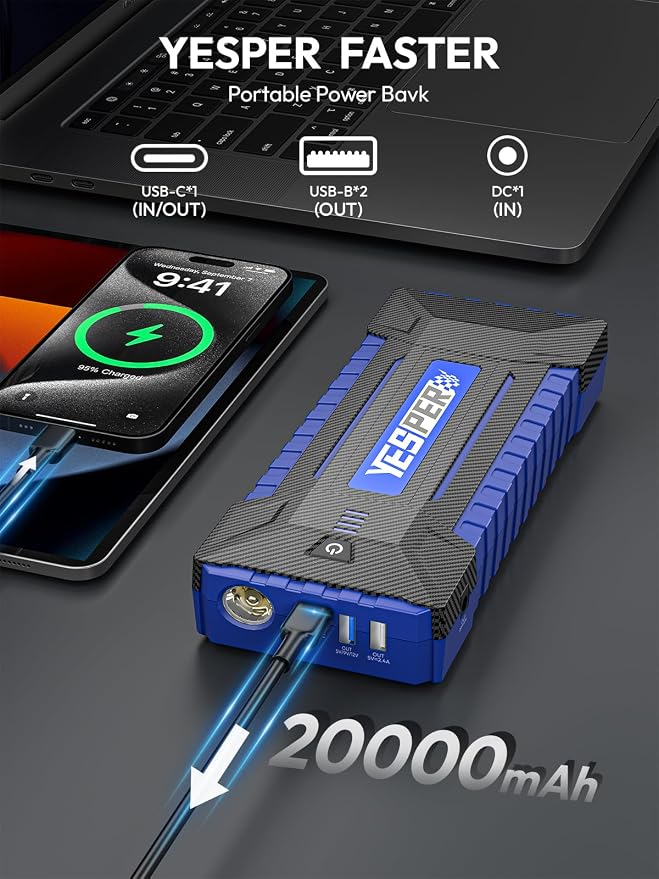 YESPER 2160A Car Jump Starter Portable，Battery Jumper Booster Pack, Boost Jump - Image 4