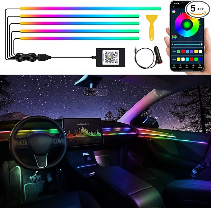 Acrylic Interior Car LED Strip Light by MAODANER