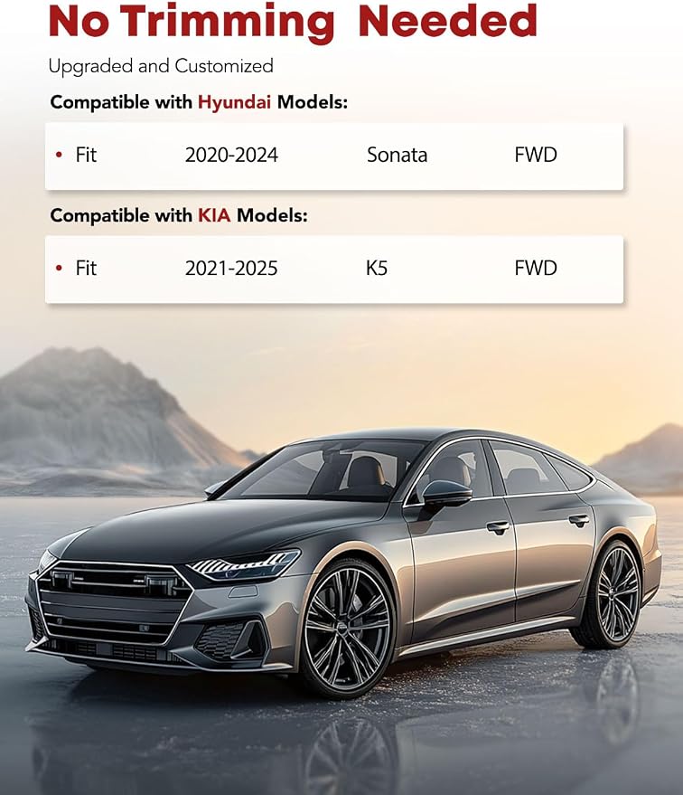 YHTAUTO Floor Mats Fit 2020-2024 Hyundai Sonata & 2021-2025 Kia K5 FWD - Image 2