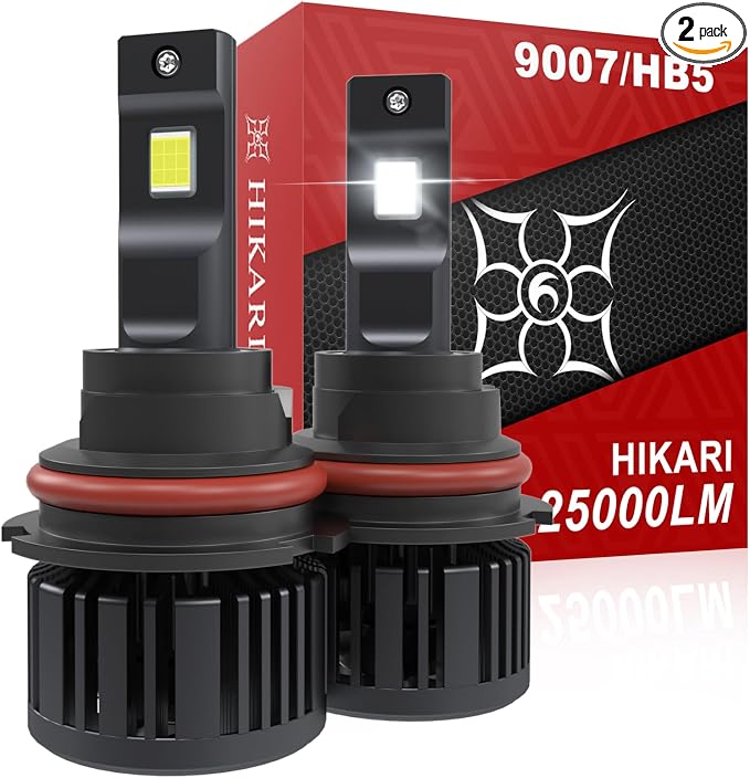 Hikari 2025 25000LM 9007 HB5 Dual Beam LED Bulbs, Fog Light, 45W Upgraded Core by HIKARI