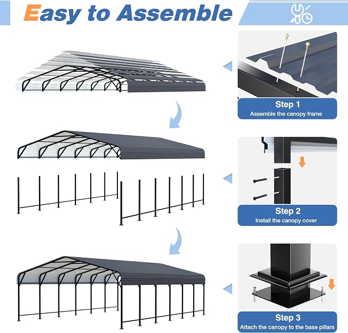 20x30 FT Metal Carport Canopy Heavy Duty - Image 3