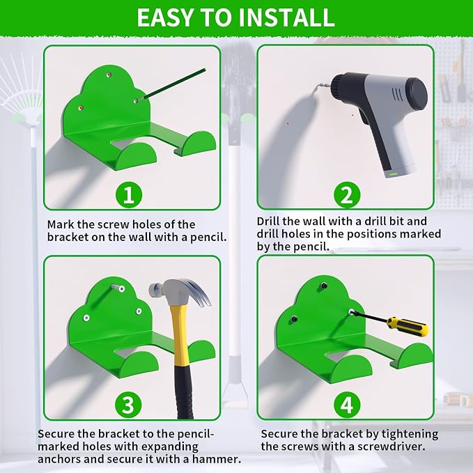 Trimmer Rack Wall Mount, Heavy Duty Weed Eater Hanger - Image 5