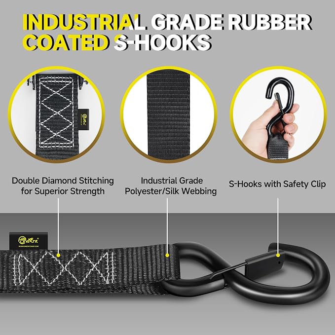 4Pcs 1.6”x16ft Heavy Duty Ratchet Straps - Image 3