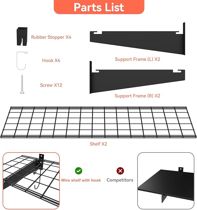 TORACK 2 Pack Garage Wall Shelves - Image 7