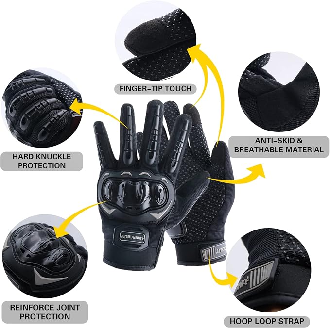 Motorcycle Gloves Touch Screen Full Finger Riding Gloves Knuckle Protection - Image 2