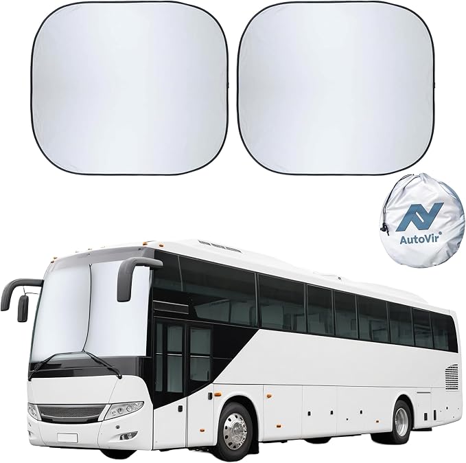 2-Piece RV Windshield Sunshade | Reflective 240T Polyester Front Windshield by Autovir