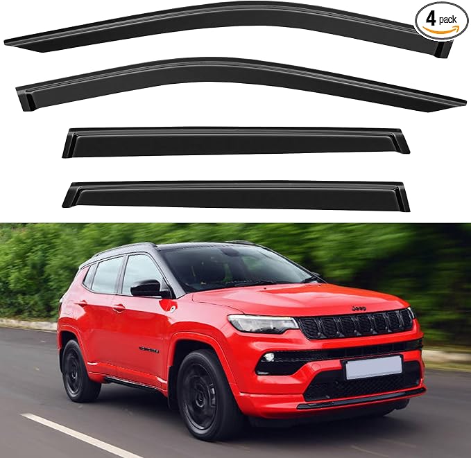 Window Visors Rain Guards for 2017-2025 Jeep Compass, Out-Channel Window Vent by YQAUTEC