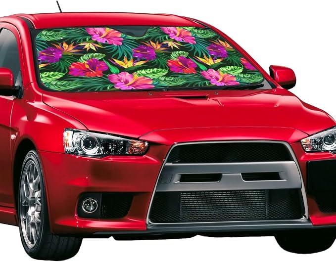 Tropical Flowers Car Windshield Sunshade Front Window Sun Visor Protector - Image 2
