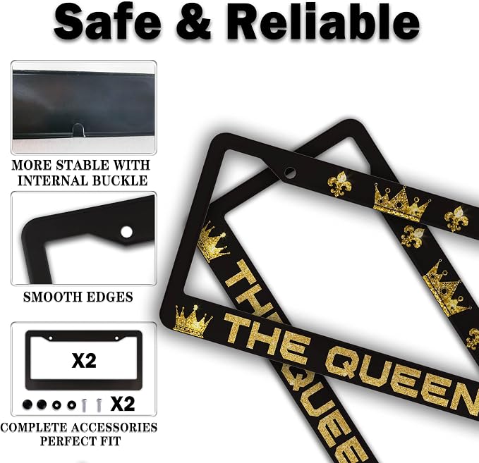 License Plate Frames Black Yellow Automotive Exterior Accessories The Queen - Image 4