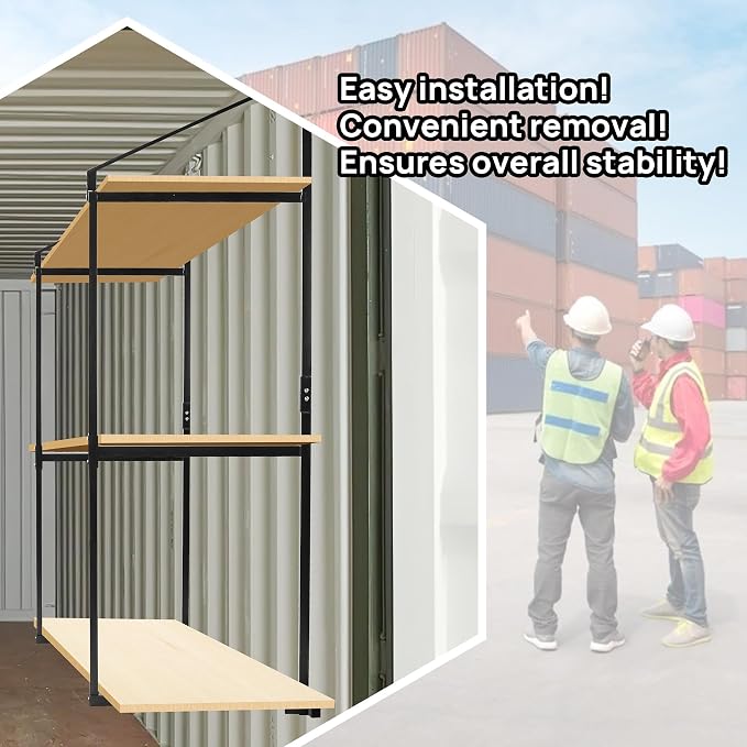 2 Pack Shipping Container Shelving Shelf Capacity up to 1100 lbs, 3 Tiers - Image 8