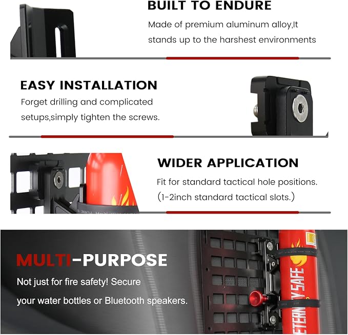 MOLLE Panel Fire Extinguisher Mount Kit-Quick Release Car Fire Extinguisher - Image 4