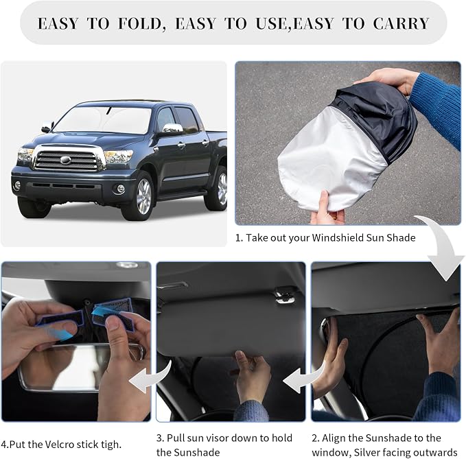 Sun Shade Sunshade for Toyota Tundra Windshield Cover, 4-Layer Front Window - Image 6