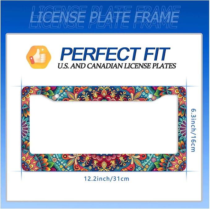 Boho License Plate Frame Beautiful Mandala Flowers License Plate Stainless - Image 7