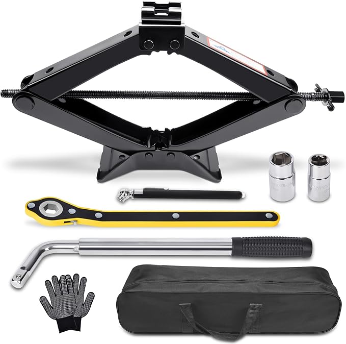 Scissor Car Jack 3 Ton Tire Changing Kit by Gurduenon