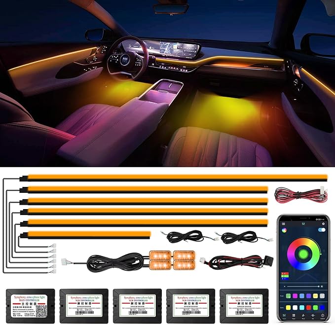 Acrylic Interior Car Lights, WEBUPAR Car Accessories 10 in 1 Car LED Strip by WEBUPAR