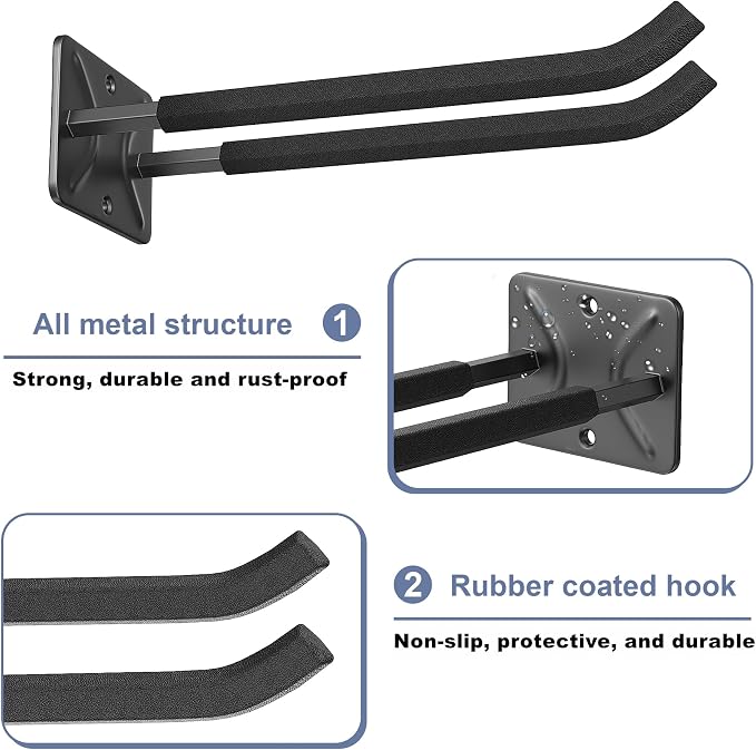 WALMANN Wall Mounted Garage Hooks, Heavy Duty 12-inch Tool Hooks - Image 5