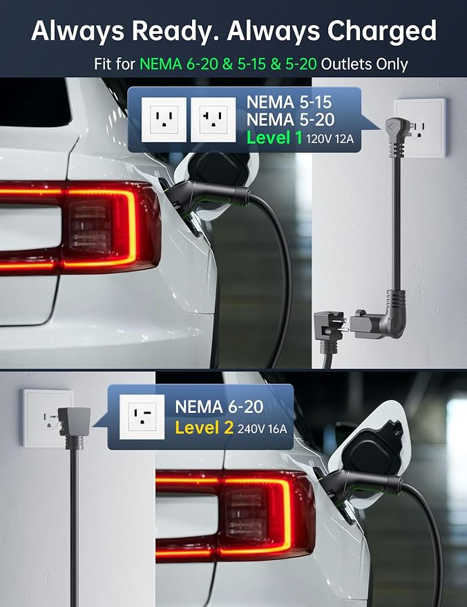 Raylix 16A Level 1&2 EV Charger, 110V-240V Electric Car Charger - Image 3