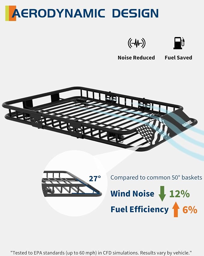 64" x 39" Universal Roof Rack Carrier Basket, 200 Lbs Capacity Car Cargo Rack - Image 4