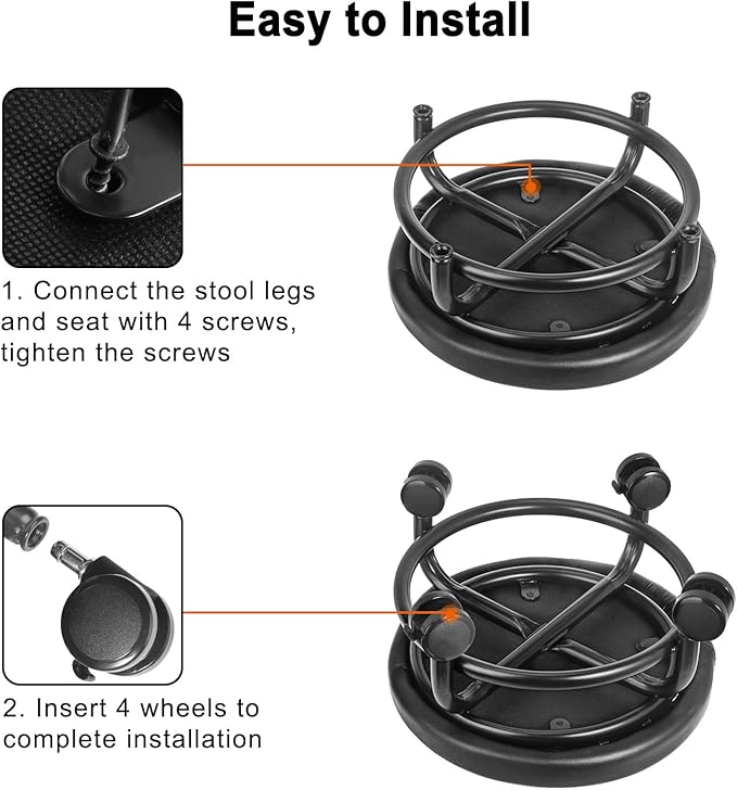 Rolling Stool with Backrest Low Height Rolling Stools, Low Roller Stool Chair - Image 7