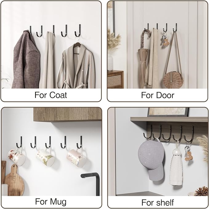 20-Pack Wall Hooks for Hanging Towel/Coat - 22LB Screw in Metal Hanger Wall - Image 7