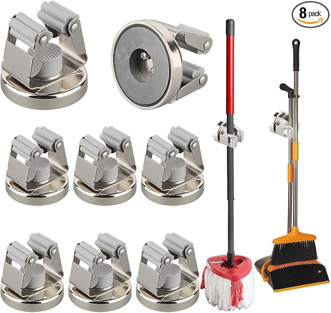 MUTUACTOR Magnetic Broom Holders, No Drilling Magnetic Hooks Broom Mop Brackets by MUTUACTOR