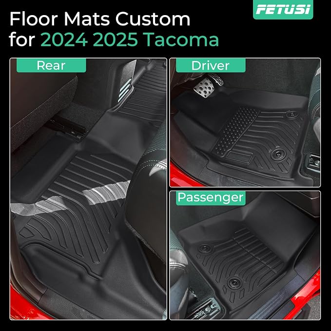 Floor Mats Fit for Toyota Tacoma 2024 2025 Double Cab, All Weather Floor Liner - Image 2