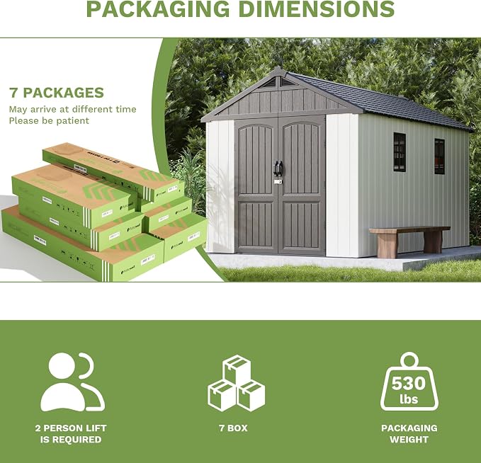 Patiowell 8x12 FT Outdoor Storage Shed, Plastic Shed Resin Garden Shed - Image 6