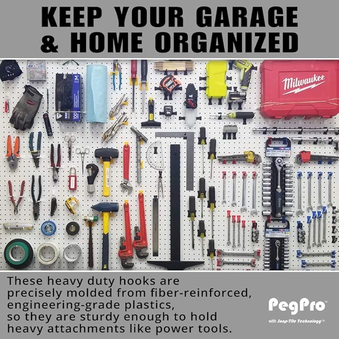 PegPro® 2" Hooks Kit for Standard “Wood Fiber” pegboard – Durable Plastic - Image 2