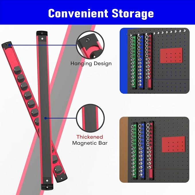 Magnetic Socket Holder Organizer Set, 3-Piece Heavy Duty Socket Rack Kit - Image 4
