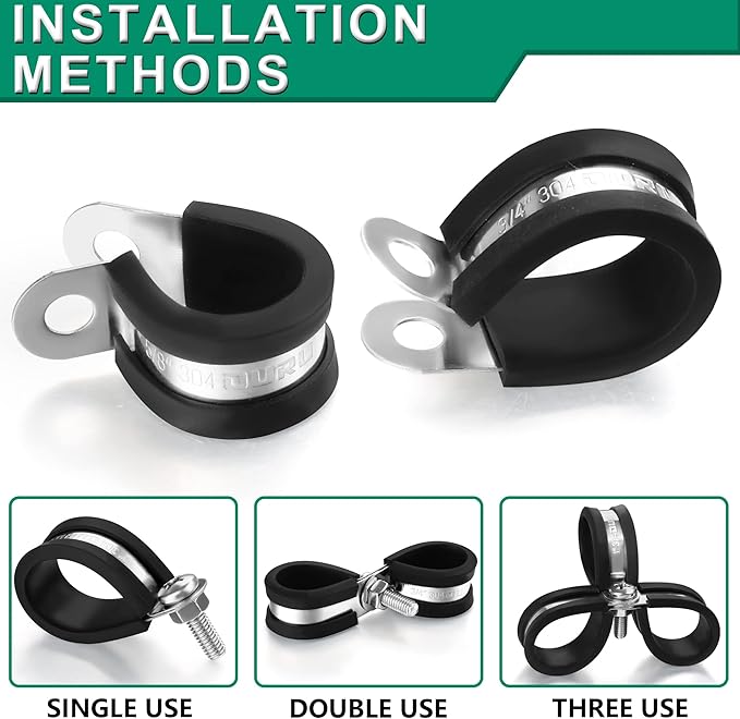 20pcs 1 Inch Stainless Steel Cable Clamps, Rubber Coated - Image 4