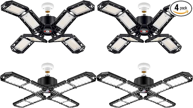 4 Pack LED Garage Light, Super Bright Screw in E26/E27 Ceiling Shop Work Lamp by PINSAI