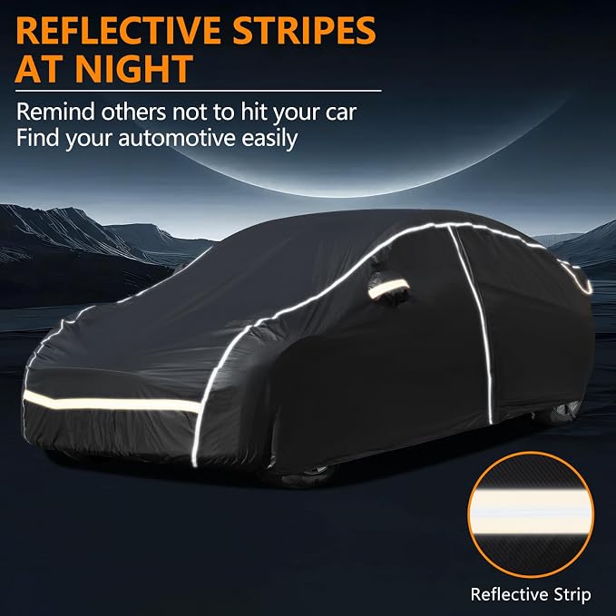 Car Covers for Automobiles, 6 Layers Car Cover Waterproof All Weather, Full - Image 3