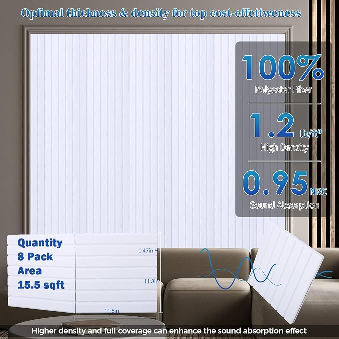 16 Pack Large Fold Soundproof Wall Panels, 1.2lb/ft³ High Density, Thicker - Image 4