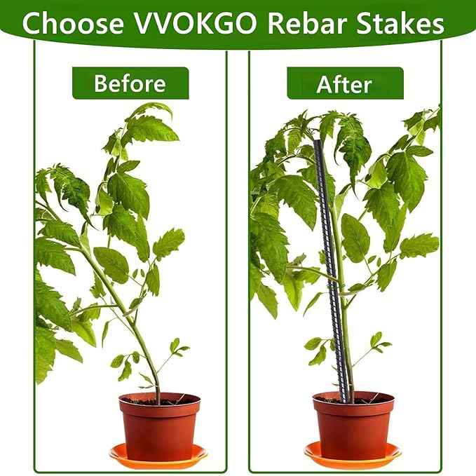 VVOKGO Rebar Stakes 16 Inches Ground Concrete Form Stakes, Straight Metal - Image 4