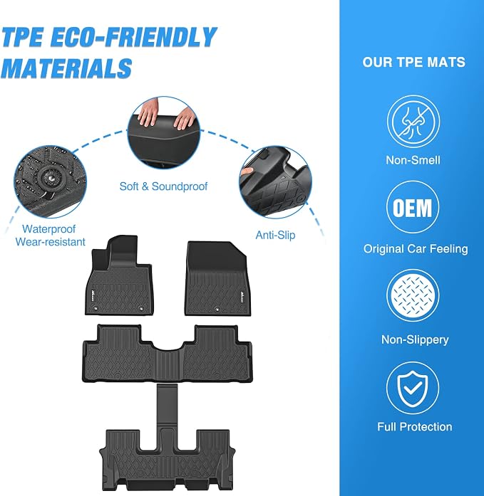 Nilight TPE Floor Mats for 2020 2021 2022 2023 2024 2025 Hyundai Palisade - Image 3