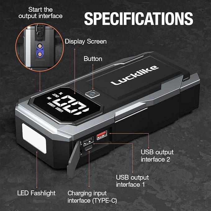 Lucklike Car Battery Jump Starter Portable, Jump Starter Battery Pack - Image 7