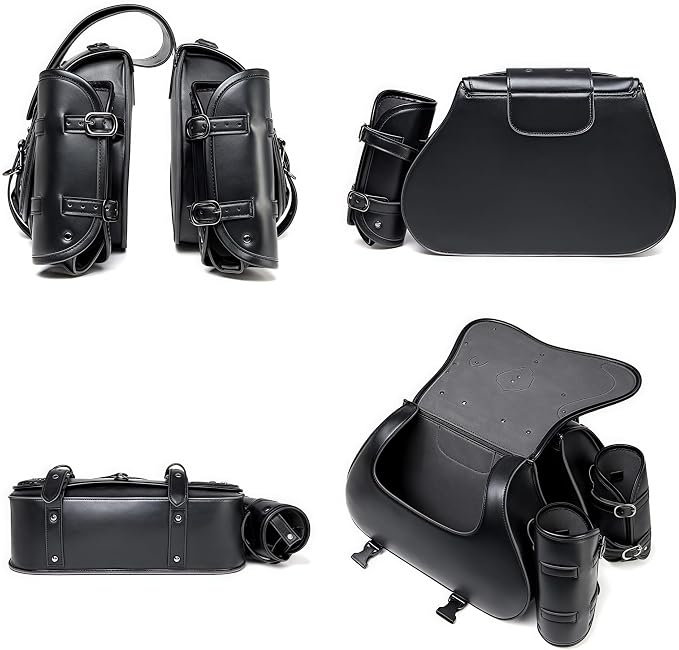 Motorcycle Saddlebags, 30L Leather Waterproof Side Saddle Bags - Image 5