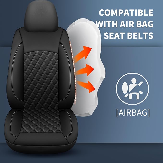 Car Seat Covers Full Set, Breathable and Waterproof Napa Leather Car Seat Cover - Image 5