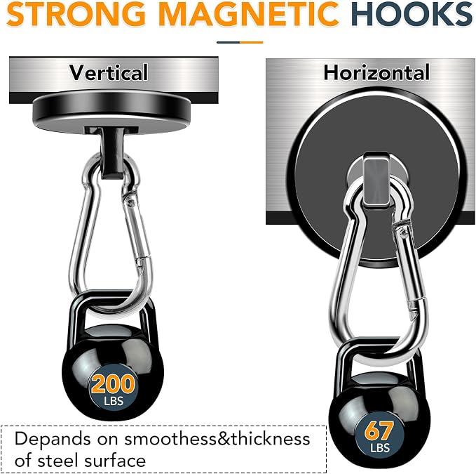 MIKEDE Magnetic Hooks Heavy Duty, 200LBS+ Powerful Magnetic Hooks Cruise - Image 2