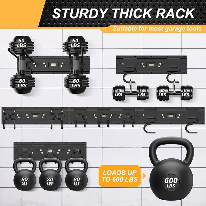 Garage Tool Organizer Wall Mounted, 48 Inches Adjustable Lawn Tool Organizers - Image 2